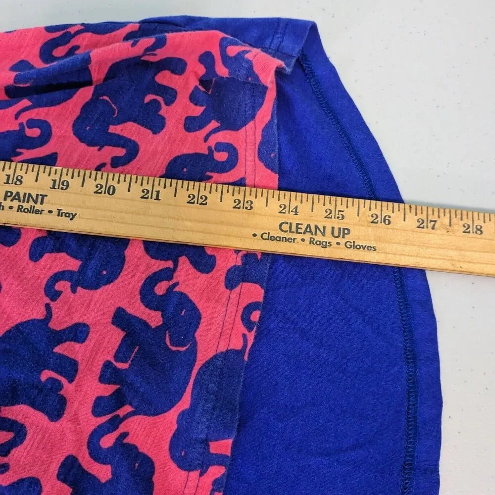 Lilly Pulitzer small Blue Pink Silk Elephant Pack Your Trunk Print Aeria…